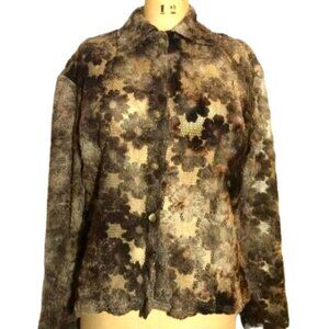 Vintage 90s lace crochet button up shirt top